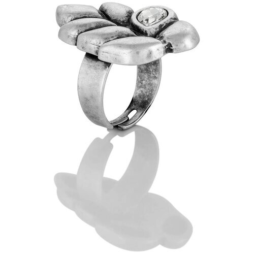 Кольцо L'attrice di base, бижутерный сплав, серебрение, кристалл, размер 16.5, серебряный