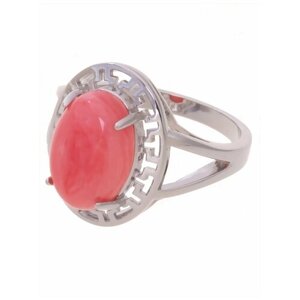 Кольцо Lotus Jewelry, бижутерный сплав, родирование, родохрозит, размер 20, розовый