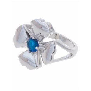 Кольцо Lotus Jewelry, бижутерный сплав, родирование, шпинель, размер 18, синий
