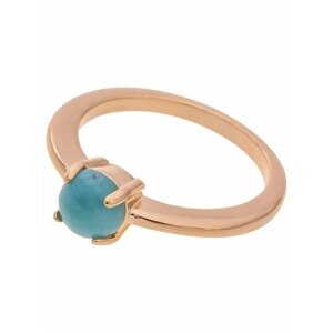 Кольцо Lotus Jewelry, бижутерный сплав, золочение, амазонит, размер 16, голубой