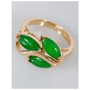 Кольцо Lotus Jewelry, бижутерный сплав, золочение, хризопраз, размер 19, зеленый