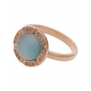 Кольцо Lotus Jewelry, бижутерный сплав, золочение, кошачий глаз, размер 18, голубой