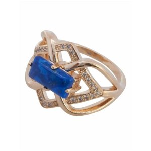 Кольцо Lotus Jewelry, бижутерный сплав, золочение, лазурит, размер 16, синий