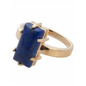 Кольцо Lotus Jewelry, бижутерный сплав, золочение, лазурит, размер 17, синий