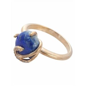 Кольцо Lotus Jewelry, бижутерный сплав, золочение, лазурит, размер 18, синий
