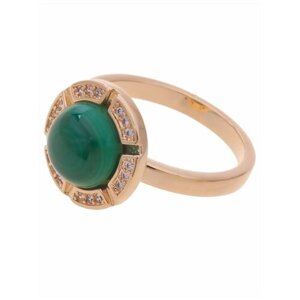 Кольцо Lotus Jewelry, бижутерный сплав, золочение, малахит, размер 18, зеленый