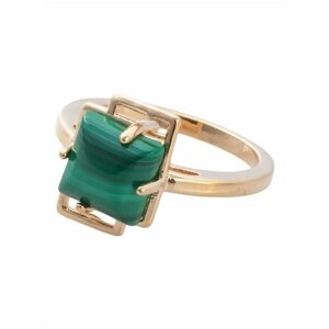 Кольцо Lotus Jewelry, бижутерный сплав, золочение, малахит, размер 18, зеленый