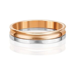 Кольцо обручальное PLATINA комбинированное золото, 585 проба, родирование, размер 15, золотой, серебряный