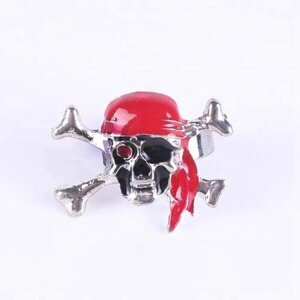 Кольцо пиратское "Вольный пират" череп в красной бандане, размер универсальный, 1 шт.