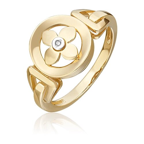 Кольцо PLATINA комбинированное золото, 585 проба, родирование, бриллиант, размер 16, золотой, серебряный