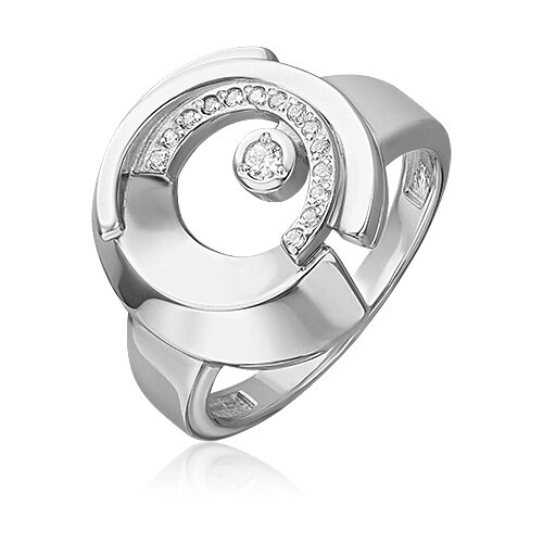Кольцо PLATINA серебро, 925 проба, родирование, фианит, размер 16, серебряный