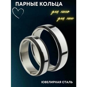 Кольцо помолвочное 4Love4You, нержавеющая сталь, размер 15.5, черный, серебряный