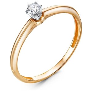 Кольцо помолвочное Del'ta, золото, 585 проба, бриллиант, размер 18