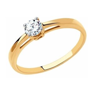 Кольцо помолвочное Diamant online, золото, 585 проба, фианит, размер 15.5