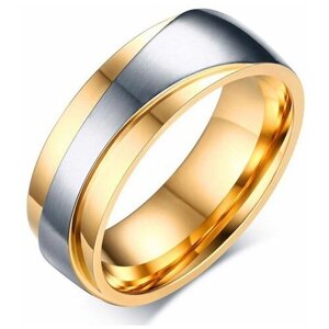 Кольцо помолвочное TASYAS, нержавеющая сталь, размер 18, серебряный, золотой
