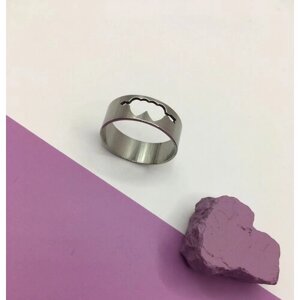 Кольцо SAIMON_ZNAET, нержавеющая сталь, родирование, размер 16, серебряный