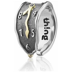 Кольцо Thing Jewelry желтое золото, серебро, родирование, бриллиант, размер 16.5, черный