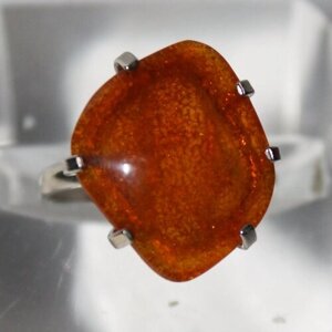 Кольцо True Stones, янтарь, размер 18, оранжевый