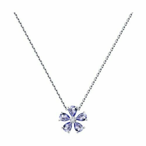 Колье Diamant online, белое золото, 585 проба, бриллиант, танзанит, длина 45 см., фиолетовый