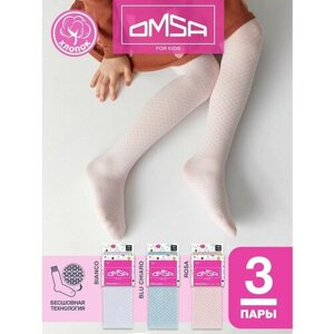 Колготки OMSA KIDS, 3 шт., размер 152-158, розовый, белый