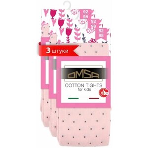 Колготки OMSA KIDS для девочек, классические, 3 шт., размер 128-134, розовый
