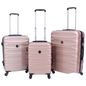 Комплект чемоданов Bags-art, 3 шт., поликарбонат, ABS-пластик, водонепроницаемый, жесткое дно, 91 л, размер L, бесцветный, розовый