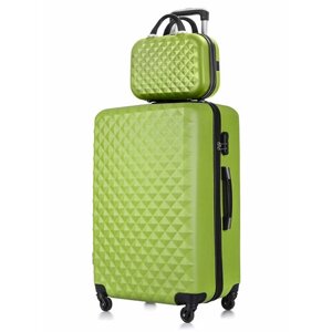 Комплект чемоданов L'case Phatthaya, 2 шт., ABS-пластик, рифленая поверхность, износостойкий, опорные ножки на боковой стенке, размер L, зеленый