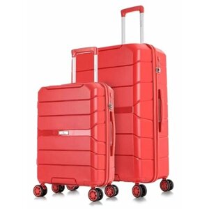 Комплект чемоданов L'case Singapore, 2 шт., полипропилен, 124 л, размер S/L, красный