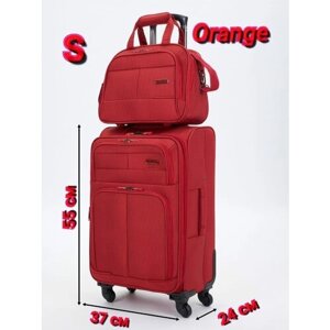 Комплект чемоданов Pigeon, текстиль, полиэстер, адресная бирка, водонепроницаемый, 49 л, размер S, оранжевый
