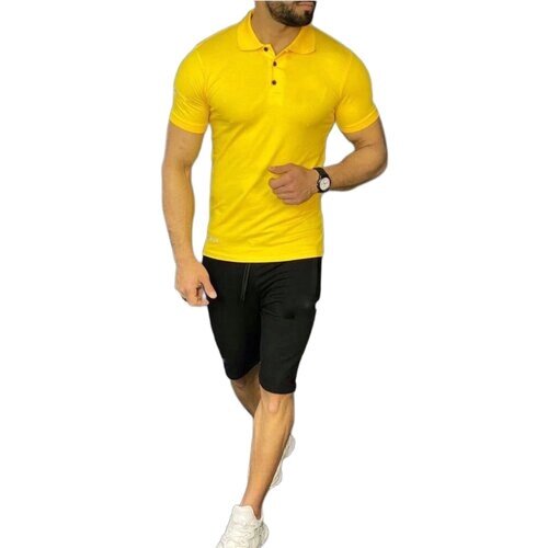 Комплект , футболка, шорты, размер 54, желтый