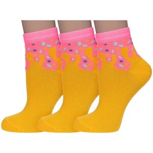 Комплект из 3 пар детских носков Носкофф (алсу) рис. 4255, желтые, размер 18-20