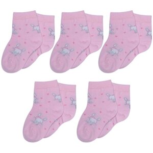 Комплект из 5 пар детских носков RuSocks (Орудьевский трикотаж) рис. 02, светло-розовые, размер 10-12