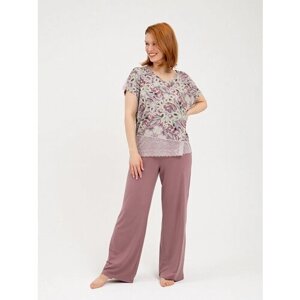 Комплект Lilians, блуза, брюки, без рукава, трикотажная, размер 112, мультиколор