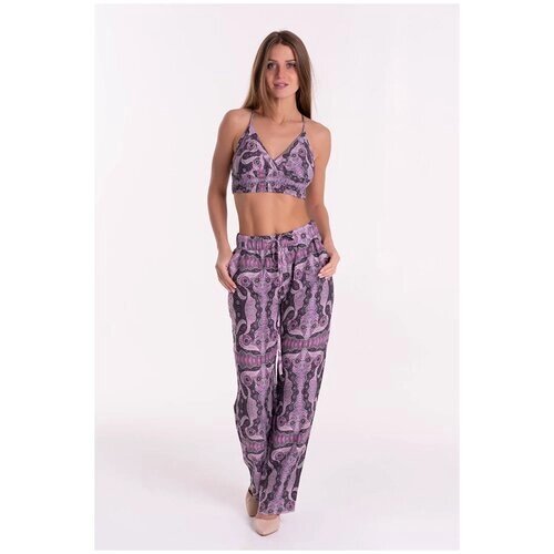 Комплект Mia-Mia, брюки, топ, на завязках, карманы, размер L, фиолетовый