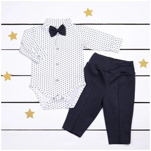 Комплект одежды АЛИСА для мальчиков, брюки и боди, нарядный стиль, размер 74, черный