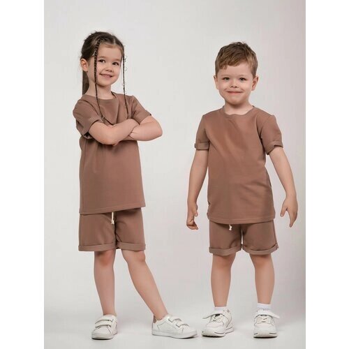 Комплект одежды Ardirose, футболка и шорты, повседневный стиль, размер 116, коричневый