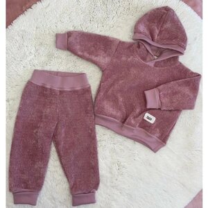 Комплект одежды Балуша детский, кофта и брюки, спортивный стиль, капюшон, карманы, размер 74-80, розовый