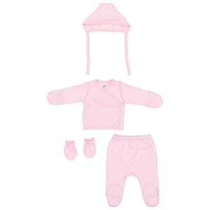 Комплект одежды Белый Слон, чепчик и рукавицы, повседневный стиль, трикотажный, размер 62, розовый