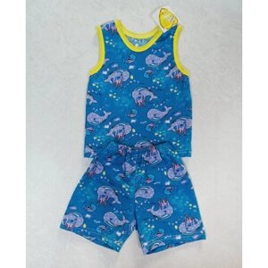 Комплект одежды Без бренда для мальчиков, майка и шорты, повседневный стиль, размер 52, синий