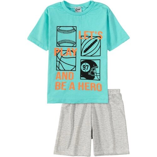 Комплект одежды Boozya, футболка и шорты, повседневный стиль, размер 104, голубой, серый
