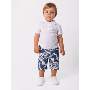 Комплект одежды Chadolls для мальчиков, шорты и футболка, повседневный стиль, карманы, пояс на резинке, размер 80, синий, белый