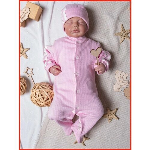 Комплект одежды детский, шапка, повседневный стиль, размер 62-68 см., розовый