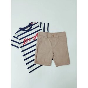 Комплект одежды для мальчиков, футболка и шорты, повседневный стиль, размер 92, белый