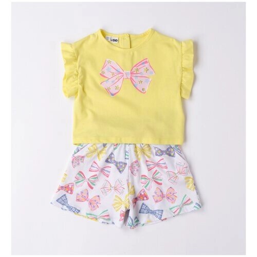 Комплект одежды Ido, футболка и шорты, повседневный стиль, размер 4A, желтый, розовый