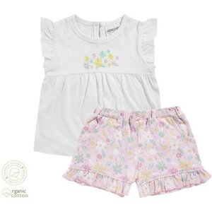 Комплект одежды Jacky для девочек, футболка и шорты, повседневный стиль, размер 68/74, белый