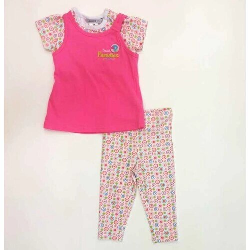 Комплект одежды Jacky для девочек, юбка и легинсы и футболка и шорты, размер 74, розовый