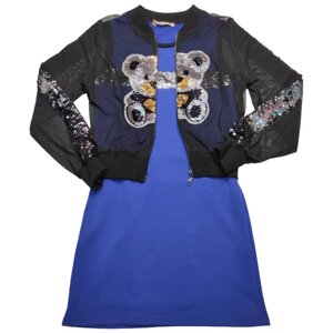 Комплект одежды KAS KIDS, джемпер и платье, повседневный стиль, размер 152, синий