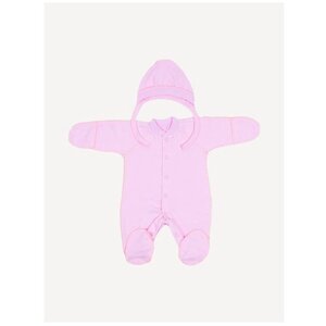 Комплект одежды Клякса детский, чепчик и комбинезон, повседневный стиль, размер 62, розовый