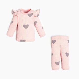 Комплект одежды Крошка Я детский, джемпер и легинсы, нарядный стиль, размер 68-74, розовый