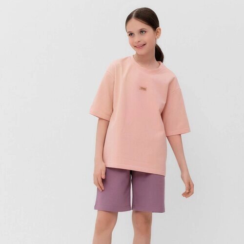 Комплект одежды Minaku, размер 158, бежевый, фиолетовый